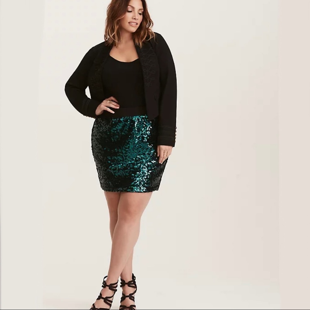 Torrid Green Sequin Plus Size Skirt
